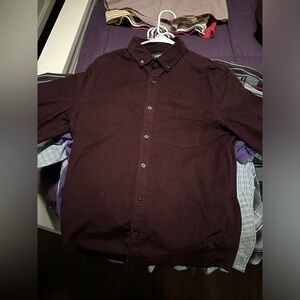 Pre-loved Express Brand Maroon Corduroy Long Sleeve Shirt Size “S” 14-14.5